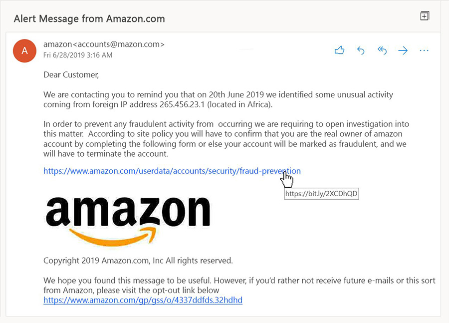 Examples of Phishing Amazon